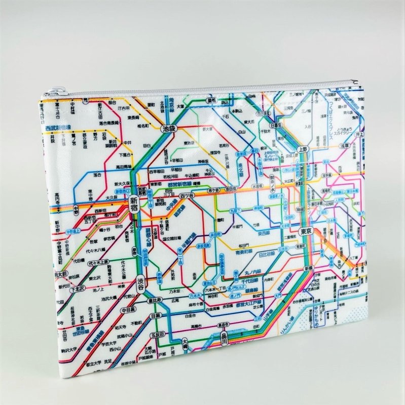 画像1: 鉄道路線図ラミネートポーチ 首都圏 日本語(ホワイト) (1)